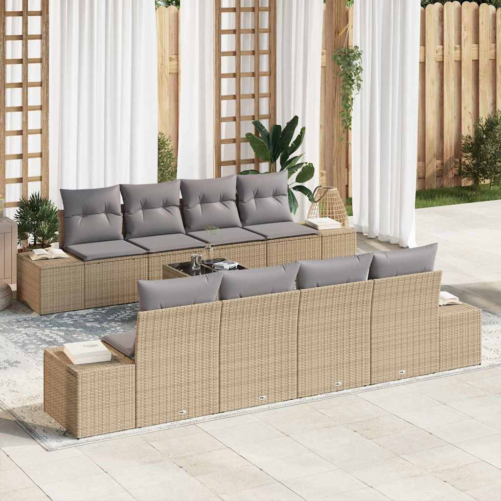 Garten-Sofa-Set mit Kissen 7 pcs Beige, Grau 55 x 55 x 37 cm
