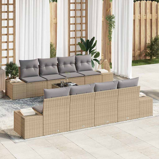 Garten-Sofa-Set mit Kissen 7 pcs Beige, Grau 55 x 55 x 37 cm