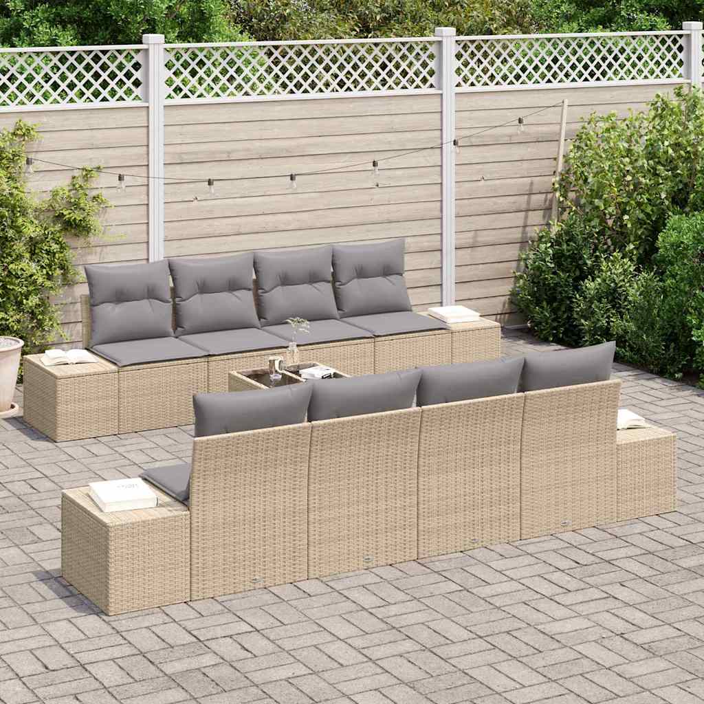 Garten-Sofa-Set mit Kissen 7 pcs Beige, Grau 55 x 55 x 37 cm