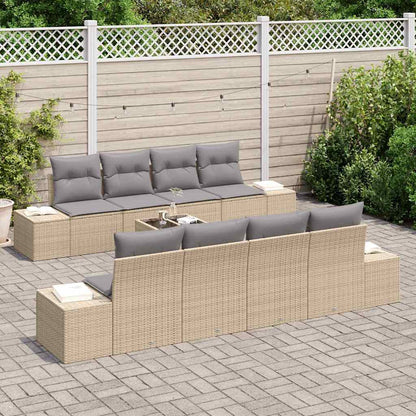 Garten-Sofa-Set mit Kissen 7 pcs Beige, Grau 55 x 55 x 37 cm