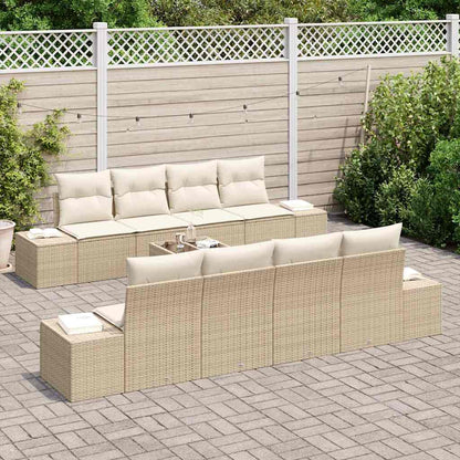 Garten-Sofa-Set mit Kissen 7 pcs Beige, Creme 55 x 55 x 37 cm