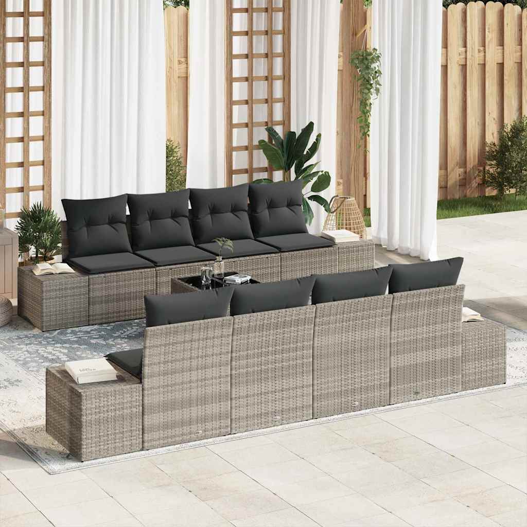 Garten-Sofa-Set mit Kissen 7 pcs Hellgrau 55 x 55 x 37 cm