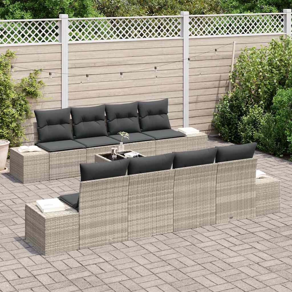 Garten-Sofa-Set 7 pcs Hellgrau und Dunkelgrau 55 x 55 x 37 cm
