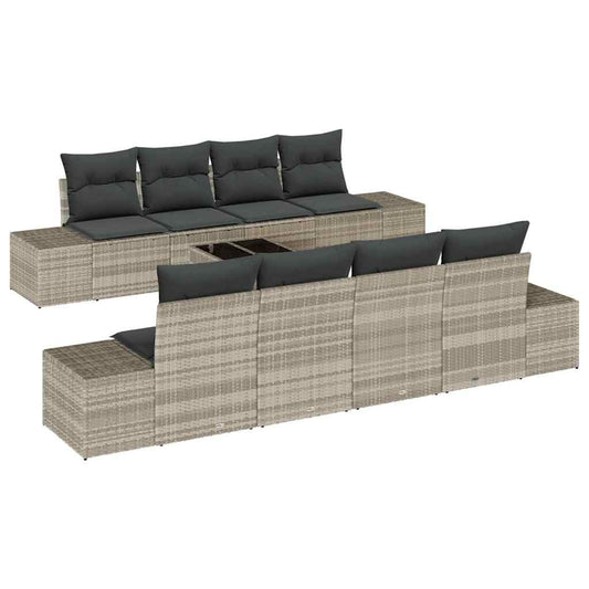 Garten-Sofa-Set mit Kissen 7 pcs Hellgrau 55 x 55 x 37 cm