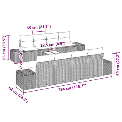 Garten-Sofa-Set mit Kissen 7 pcs Hellgrau 55 x 55 x 37 cm