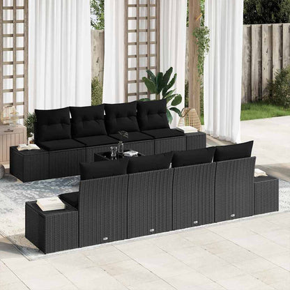 Garten-Sofa-Set mit Kissen 7 pcs Schwarz 55 x 55 x 37 cm