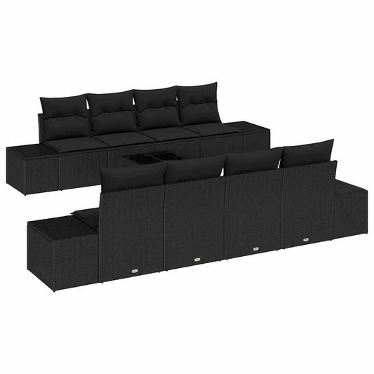 Garten-Sofa-Set mit Kissen 7 pcs Schwarz 55 x 55 x 37 cm