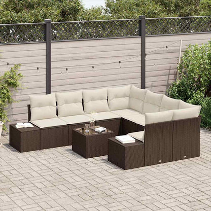 Garten-Sofa-Set mit Kissen 9 pcs Braun, Creme 55 x 55 x 37 cm