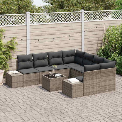 Garten-Sofa-Set mit Kissen Manuell 9 pcs Grau 55 x 55 x 37 cm