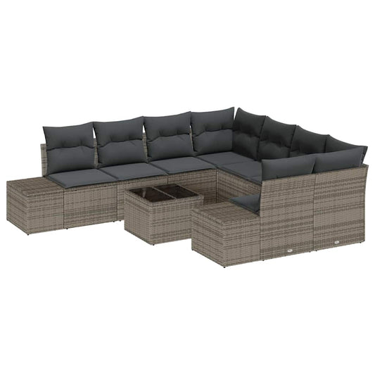 Garten-Sofa-Set mit Kissen Manuell 9 pcs Grau 55 x 55 x 37 cm