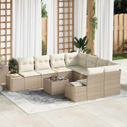 Garten-Sofa-Set mit Kissen 9 pcs Beige, Creme 55 x 55 x 37 cm