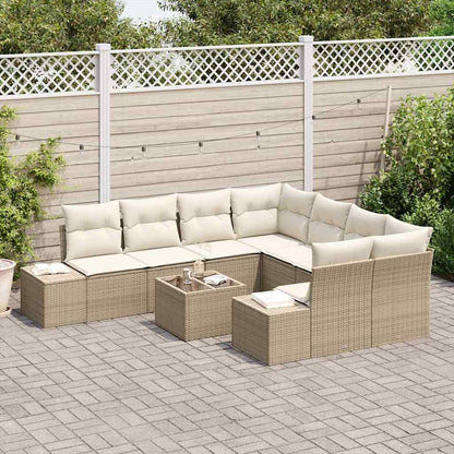 Garten-Sofa-Set mit Kissen 9 pcs Beige, Creme 55 x 55 x 37 cm