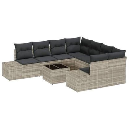 Garten-Sofa-Set 9 pcs Hellgrau, Dunkelgrau 55 x 55 x 37 cm