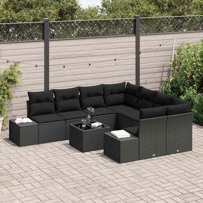 Garten-Sofa-Set mit Kissen 9 pcs Schwarz 55 x 55 x 37 cm