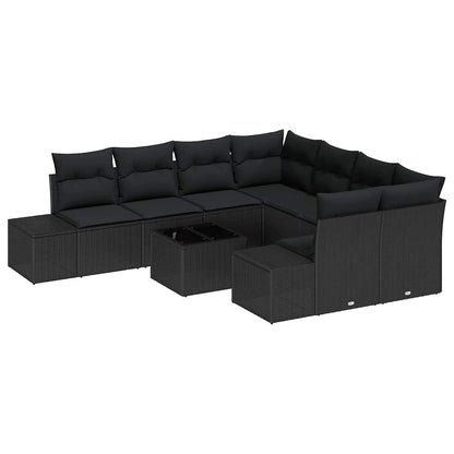 Garten-Sofa-Set mit Kissen 9 pcs Schwarz 55 x 55 x 37 cm