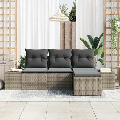 Garten-Sofa-Set mit Kissen mit Speicher 4 pcs Grau