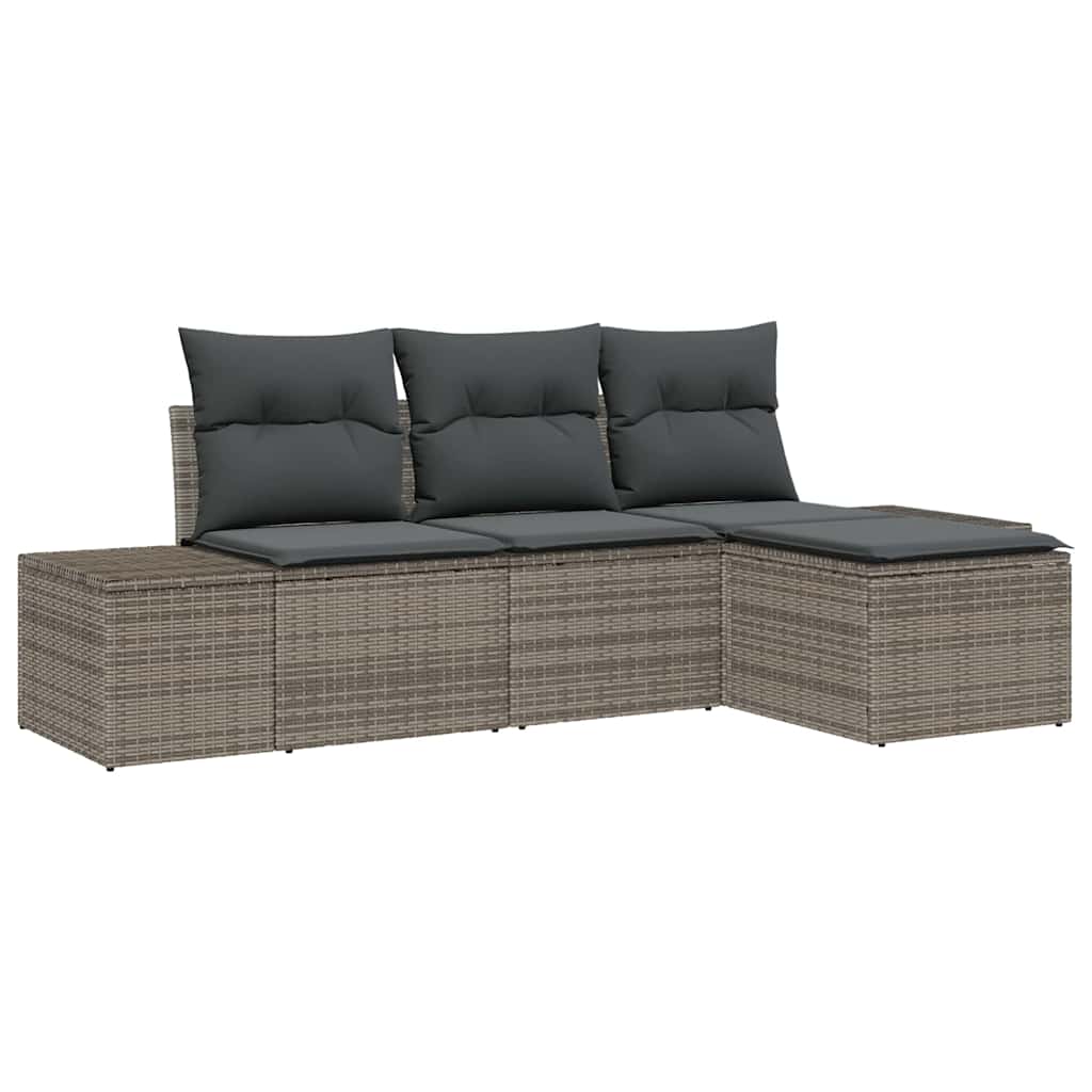 Garten-Sofa-Set mit Kissen mit Speicher 4 pcs Grau