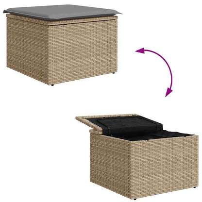 Garten-Sofa-Set mit Kissen mit Speicher 4 pcs Beige, Hellgrau