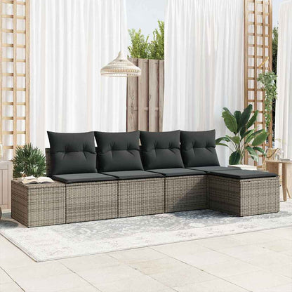 Garten-Sofa-Set mit Kissen mit Speicher 5 pcs Grau