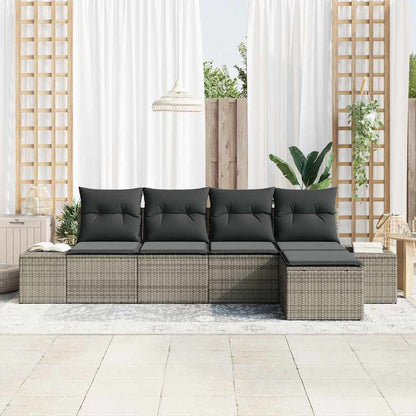 Garten-Sofa-Set mit Kissen mit Speicher 5 pcs Grau