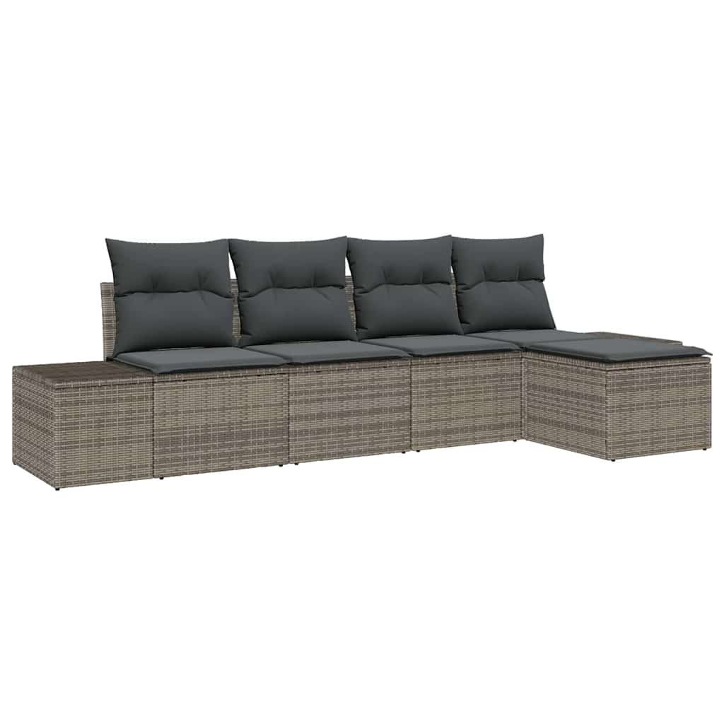 Garten-Sofa-Set mit Kissen mit Speicher 5 pcs Grau