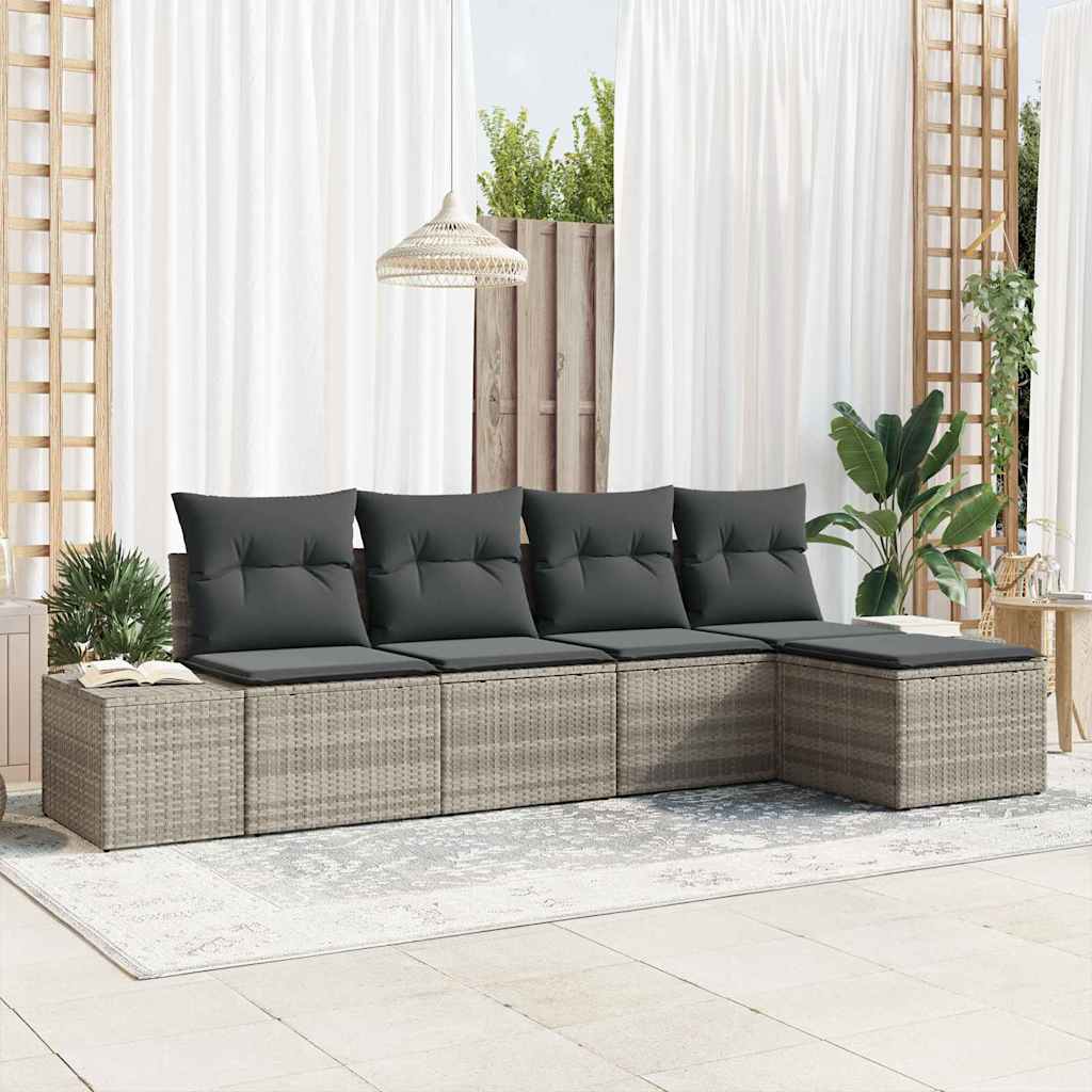 Garten-Sofa-Set mit Kissen mit Speicher 5 pcs Hellgrau