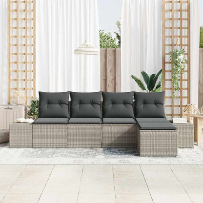 Garten-Sofa-Set mit Kissen mit Speicher 5 pcs Hellgrau