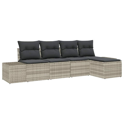 Garten-Sofa-Set mit Kissen mit Speicher 5 pcs Hellgrau