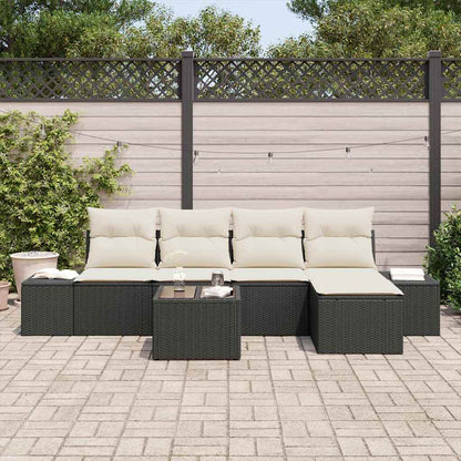 Garten-Sofa-Set mit Kissen mit Speicher 6 pcs Braun und Creme