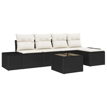Garten-Sofa-Set mit Kissen mit Speicher 6 pcs Braun und Creme
