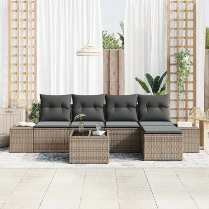 Garten-Sofa-Set mit Kissen mit Speicher 6 pcs Hellgrau