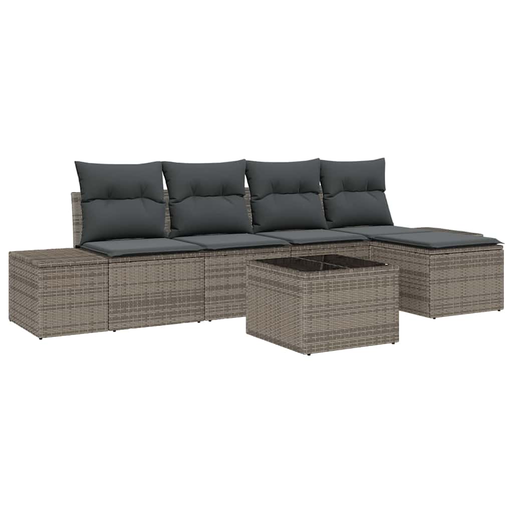 Garten-Sofa-Set mit Kissen mit Speicher 6 pcs Hellgrau