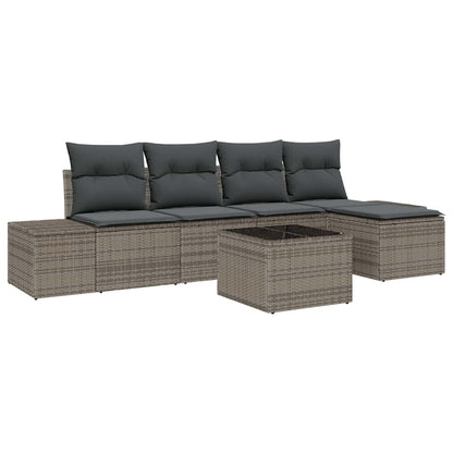 Garten-Sofa-Set mit Kissen mit Speicher 6 pcs Hellgrau