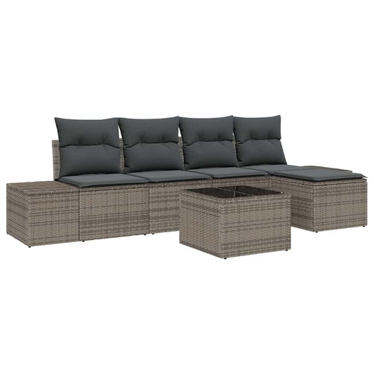 Garten-Sofa-Set mit Kissen mit Speicher 6 pcs Hellgrau