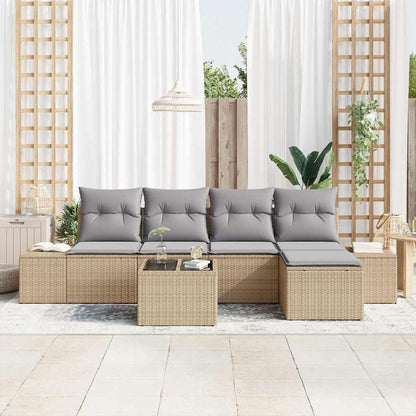 Garten-Sofa-Set mit Kissen mit Speicher 6 pcs Beige, Hellgrau