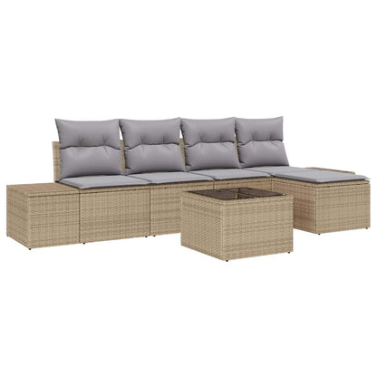 Garten-Sofa-Set mit Kissen mit Speicher 6 pcs Beige, Hellgrau