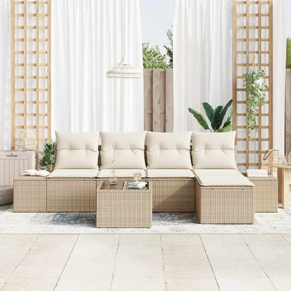 Garten-Sofa-Set mit Kissen mit Speicher 6 pcs Beige, Creme