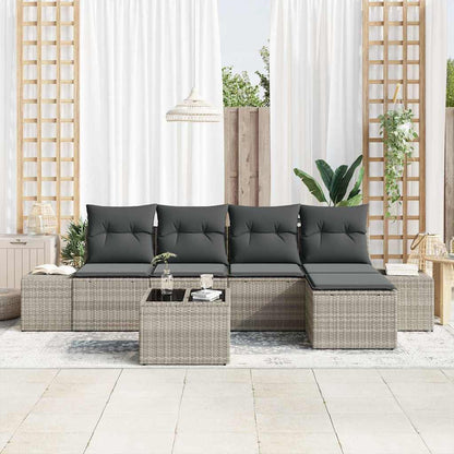Garten-Sofa-Set mit Kissen mit Speicher 6 pcs Hellgrau