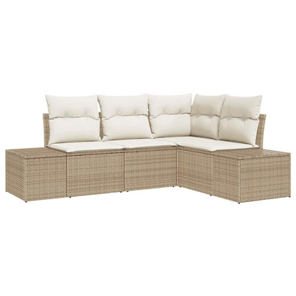 Garten-Sofa-Set mit Kissen mit Speicher 4 pcs Beige, Creme