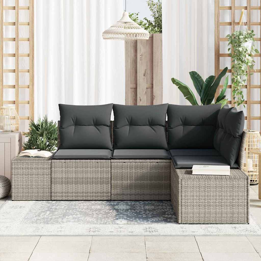 Garten-Sofa-Set mit Kissen mit Speicher 4 pcs Hellgrau