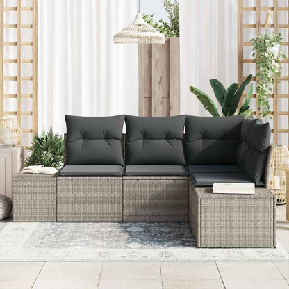 Garten-Sofa-Set mit Kissen mit Speicher 4 pcs Hellgrau