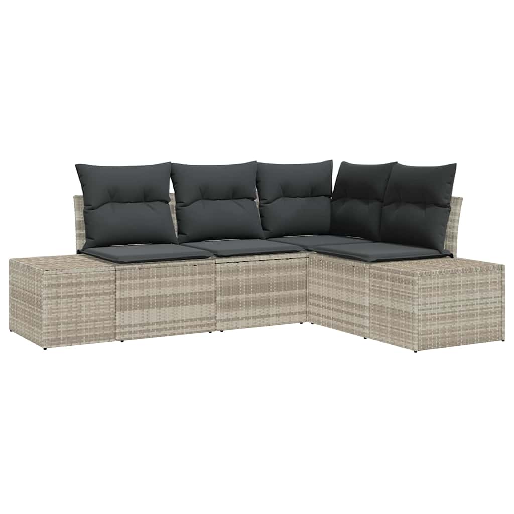 Garten-Sofa-Set mit Kissen mit Speicher 4 pcs Hellgrau