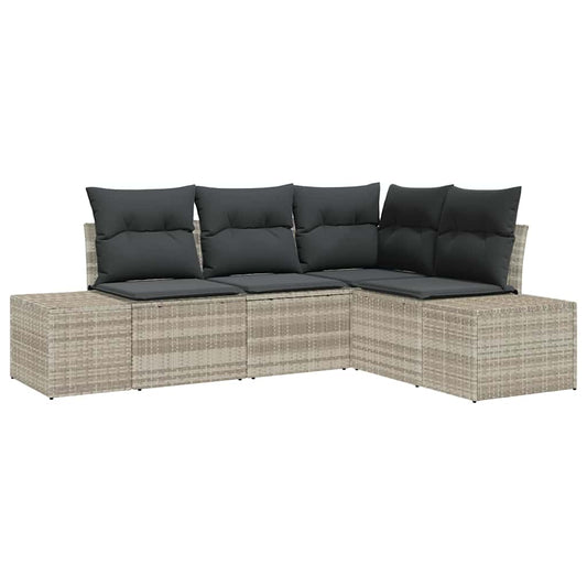 Garten-Sofa-Set mit Kissen mit Speicher 4 pcs Hellgrau