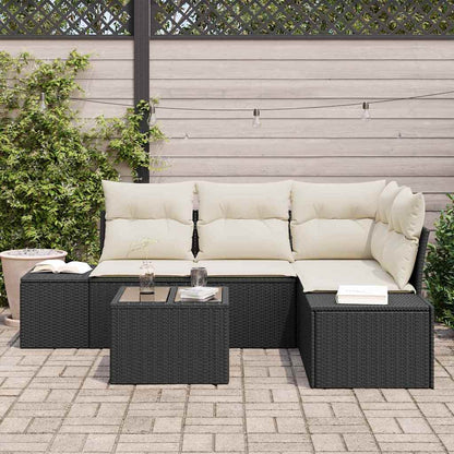 Garten-Sofa-Set mit Kissen mit Speicher 5 pcs Braun, Creme
