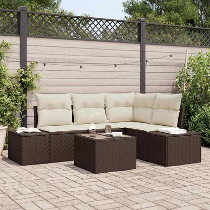Garten-Sofa-Set mit Kissen mit Speicher 5 pcs Braun, Creme