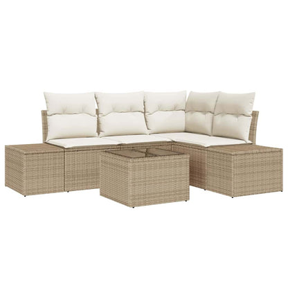 Garten-Sofa-Set mit Kissen mit Speicher 5 pcs Beige, Creme