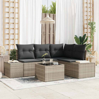 Garten-Sofa-Set mit Kissen mit Speicher 5 pcs Hellgrau