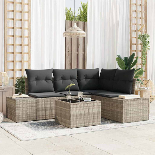 Garten-Sofa-Set mit Kissen mit Speicher 5 pcs Hellgrau