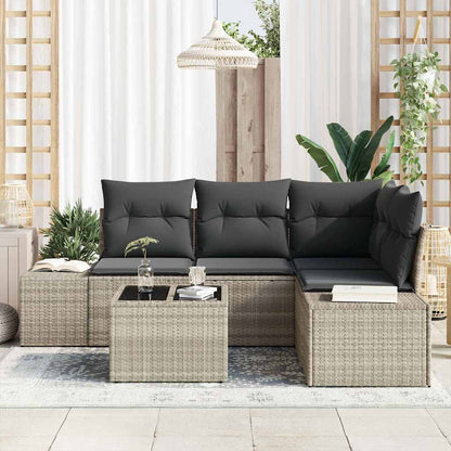 Garten-Sofa-Set mit Kissen mit Speicher 5 pcs Hellgrau