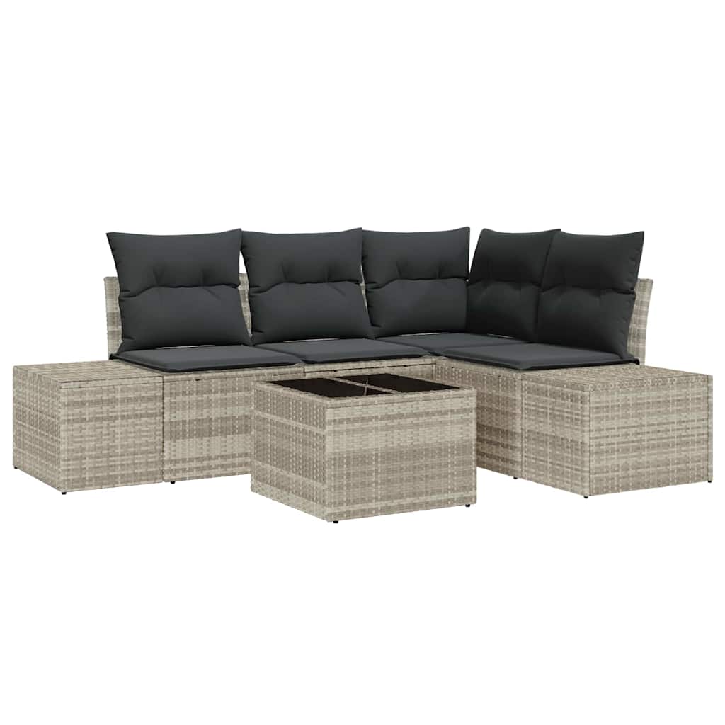 Garten-Sofa-Set mit Kissen mit Speicher 5 pcs Hellgrau
